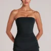Leni bandeau longline top in zwart