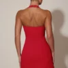 Lenore minijurk met hartjesdetail en halternek in rood