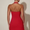 Lenore minijurk met hartjesdetail en halternek in rood