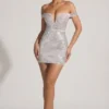 Leonora versierde off-shoulder minijurk in wit