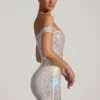 Leonora versierde off-shoulder minijurk in wit