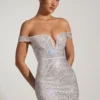 Leonora versierde off-shoulder minijurk in wit