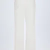 Libby Pointelle mid-rise rechte broek in wit