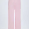 Libby Pointelle Mid-Rise Straight-Leg Broek in Babyroze