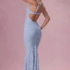 Lillienne kanten jurk met sweetheart-hals in poederblauw