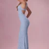 Lillienne kanten jurk met sweetheart-hals in poederblauw