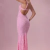 Lillienne kanten Sweetheart-Neck-jurk in blushroze