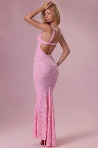 Lillienne kanten Sweetheart-Neck-jurk in blushroze