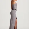 Liora maxi-rok met fijne strepen en lage taille in grijs