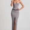 Liora maxi-rok met fijne strepen en lage taille in grijs