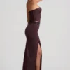 Liora Pinstripe laag uitgesneden maxi-rok in chocoladebruin