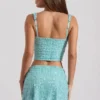 Lirael versierde crop top met vierkante hals in aquablauw