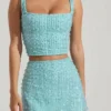 Lirael versierde crop top met vierkante hals in aquablauw