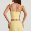 Lirael versierde crop top met vierkante hals in geel