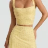 Lirael versierde crop top met vierkante hals in geel
