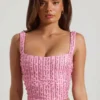 Lirael versierde crop top met vierkante hals in roze