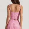 Lirael versierde crop top met vierkante hals in roze