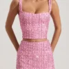 Lirael versierde crop top met vierkante hals in roze