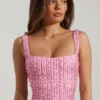 Lirael versierde crop top met vierkante hals in roze
