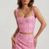 Lirael versierde crop top met vierkante hals in roze