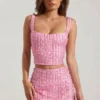 Lirael versierde crop top met vierkante hals in roze