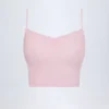 Livia Pointelle gerimpelde crop top in babyroze