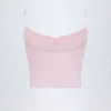Livia Pointelle gerimpelde crop top in babyroze