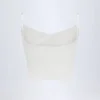 Livia Pointelle gerimpelde crop top in wit