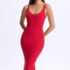 Lois Modal Plunge Midaxi-jurk met open rug in kersenrood