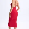 Lois Modal Plunge Midaxi-jurk met open rug in kersenrood
