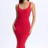 Lois Modal Plunge Midaxi-jurk met open rug in kersenrood