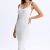 Lois Modal Plunge Midaxi-jurk met open rug in wit