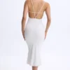 Lois Modal Plunge Midaxi-jurk met open rug in wit