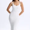 Lois Modal Plunge Midaxi-jurk met open rug in wit