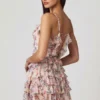 Lolina A-lijn minijurk met ruches en vetersluiting in primrose bloemenprint
