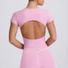 Longline T-shirt met uitsnijding in Dusty Pink