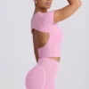Longline T-shirt met uitsnijding in Dusty Pink
