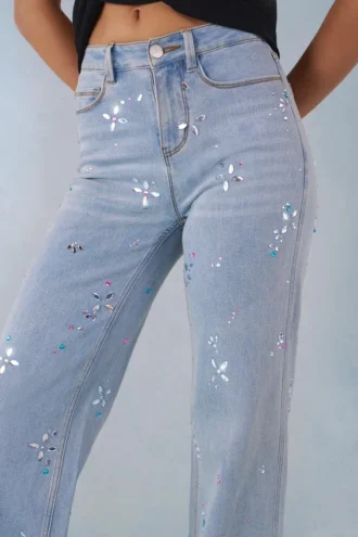 Lorielle mid-rise straight-leg jeans in lichte denim