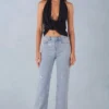 Lorielle mid-rise straight-leg jeans in lichte denim