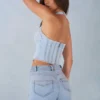 Lotta haltertop in denim in lichte denim