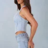 Lotta haltertop in denim in lichte denim