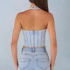Lotta haltertop in denim in lichte denim