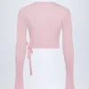 Lou Pointelle Crop Top met overslag in babyroze