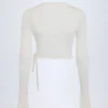 Lou Pointelle Wrap Crop Top in wit