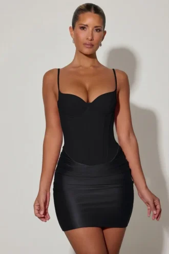 Lovella gedrapeerde mini-corsetjurk in zwart