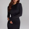 Luanni Slinky Jersey rugloze minijurk in zwart