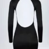 Luanni Slinky Jersey rugloze minijurk in zwart