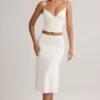 Luella Modal gerimpelde midi-rok met middelhoge taille in wit