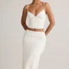 Luella Modal gerimpelde midi-rok met middelhoge taille in wit
