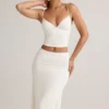 Luella Modal gerimpelde midi-rok met middelhoge taille in wit